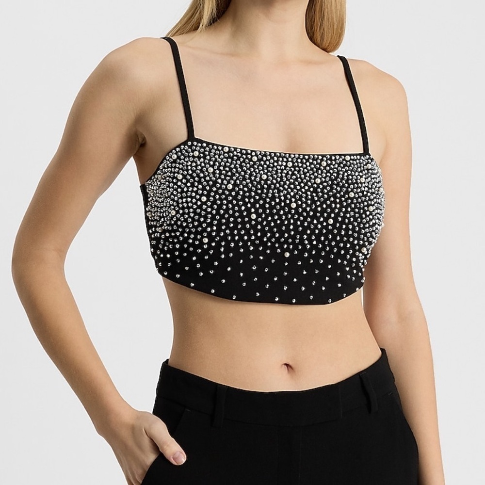 Express Embellished Cropped Cami - Picture 1 of 5